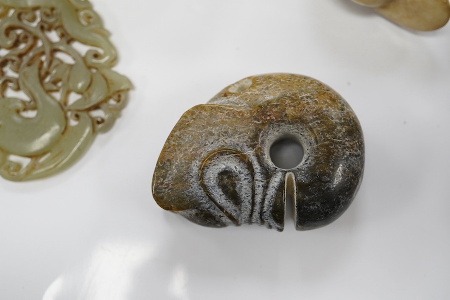 Five various Chinese jade/hardstone carvings. Condition - good